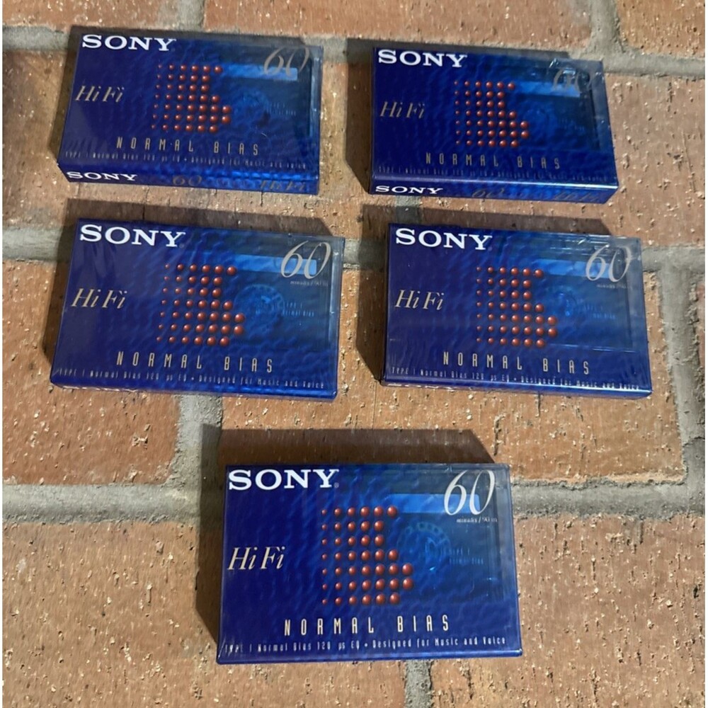 SONY HiFi 60 Minute Blank Normal Bias Cassette Tapes Sealed NEW Lot of 5